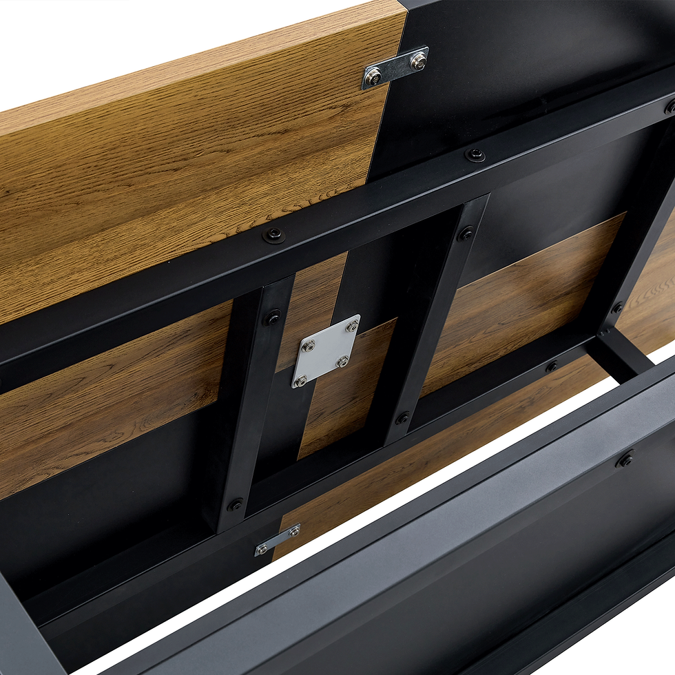 Thumbnail: Table and Chair Set.71*35.4 Inch Wooden and Black Spliced Dining Table
