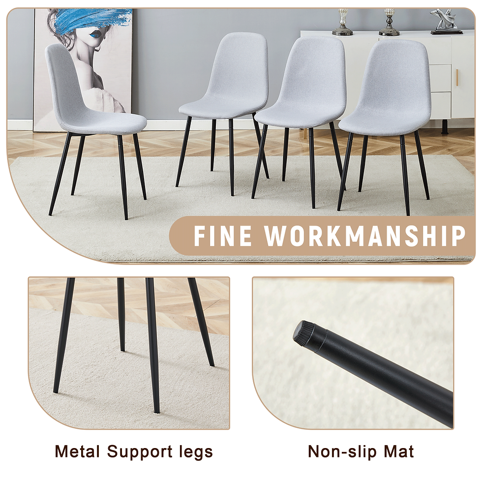 Thumbnail: Table and Chair Set.71*35.4 Inch Wooden and Black Spliced Dining Table