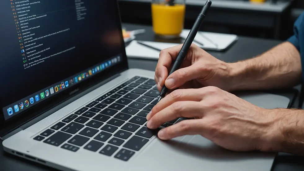 Close-up view of an expert technician repairing a MacBook screen