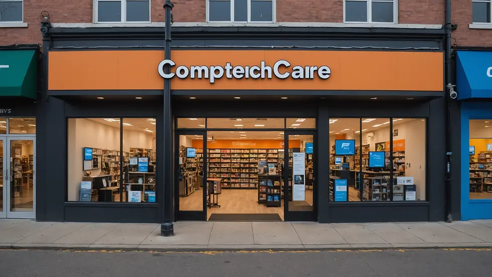Wide angle view of ComputerTechCare storefront
