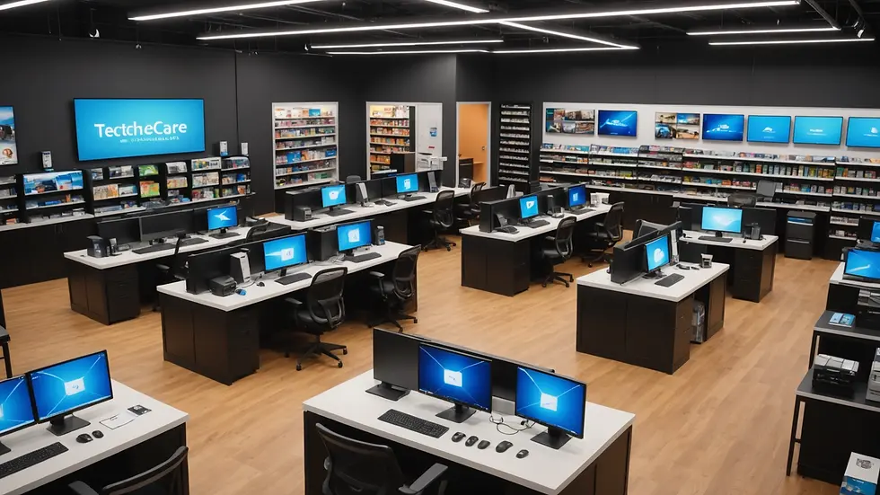 High angle view of a ComputerTechCare store layout