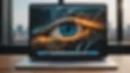 Eye-level view of a MacBook with a cracked screen