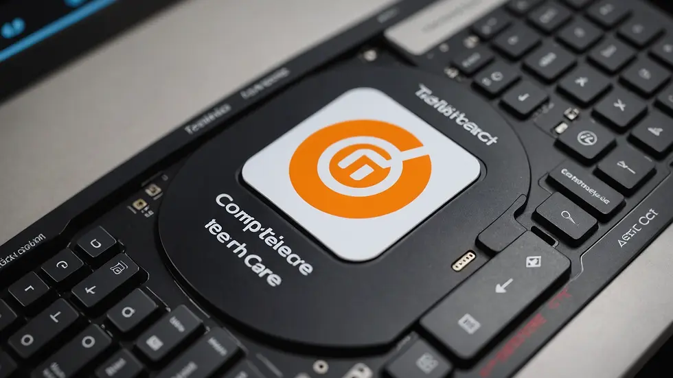 High angle view of the ComputerTechCare logo in our service center