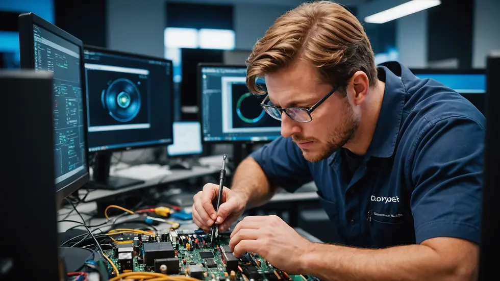 Close-up of the technicians at ComputerTechCare performing repairs