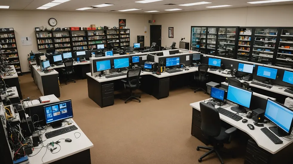 High angle view of a Dallas electronics repair shop