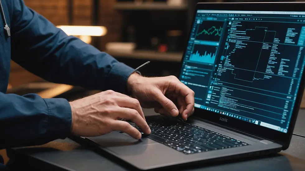 Close-up of a technician replacing a laptop screen