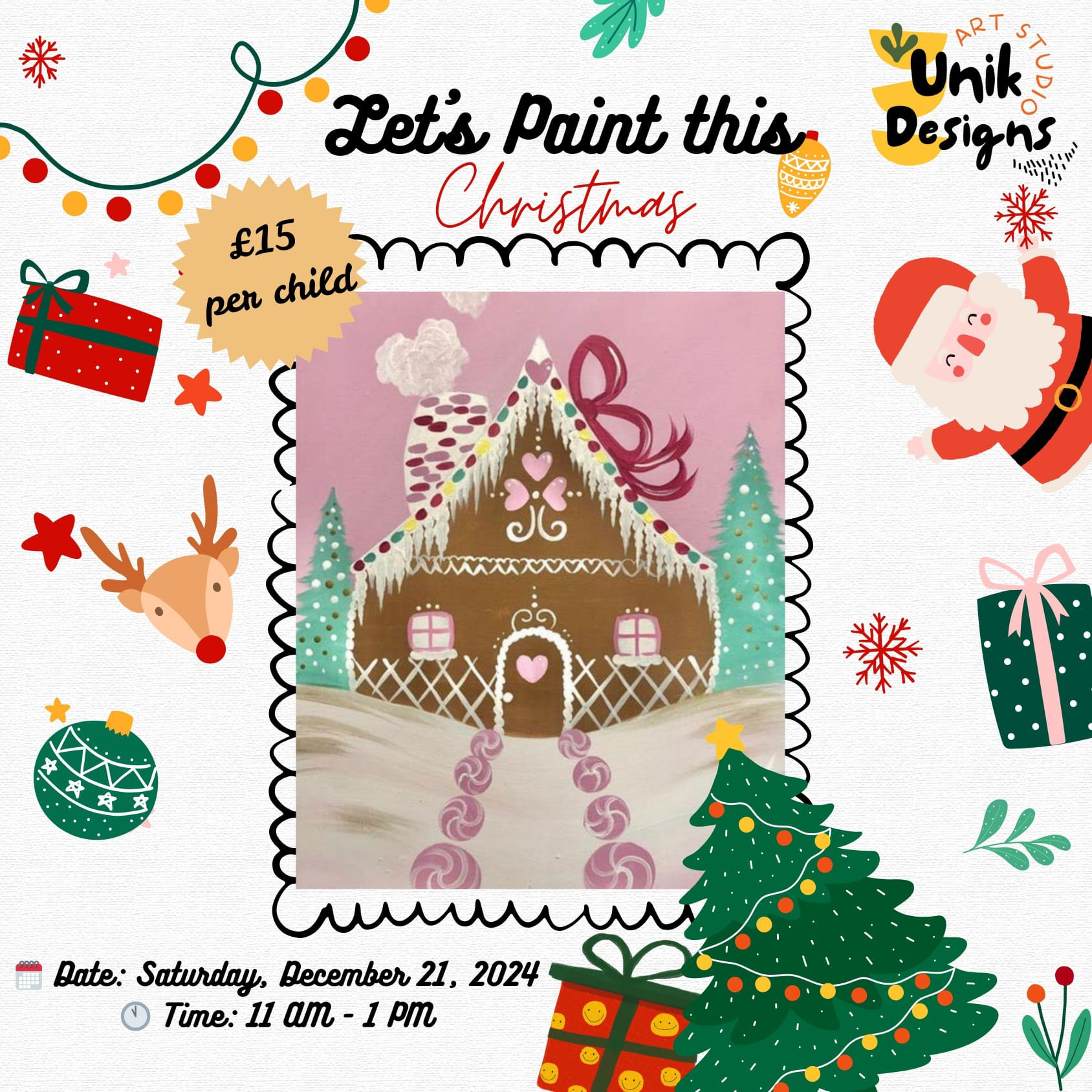 Gingerbread House Canvas Painting Workshop 11AM-1PM 21st December