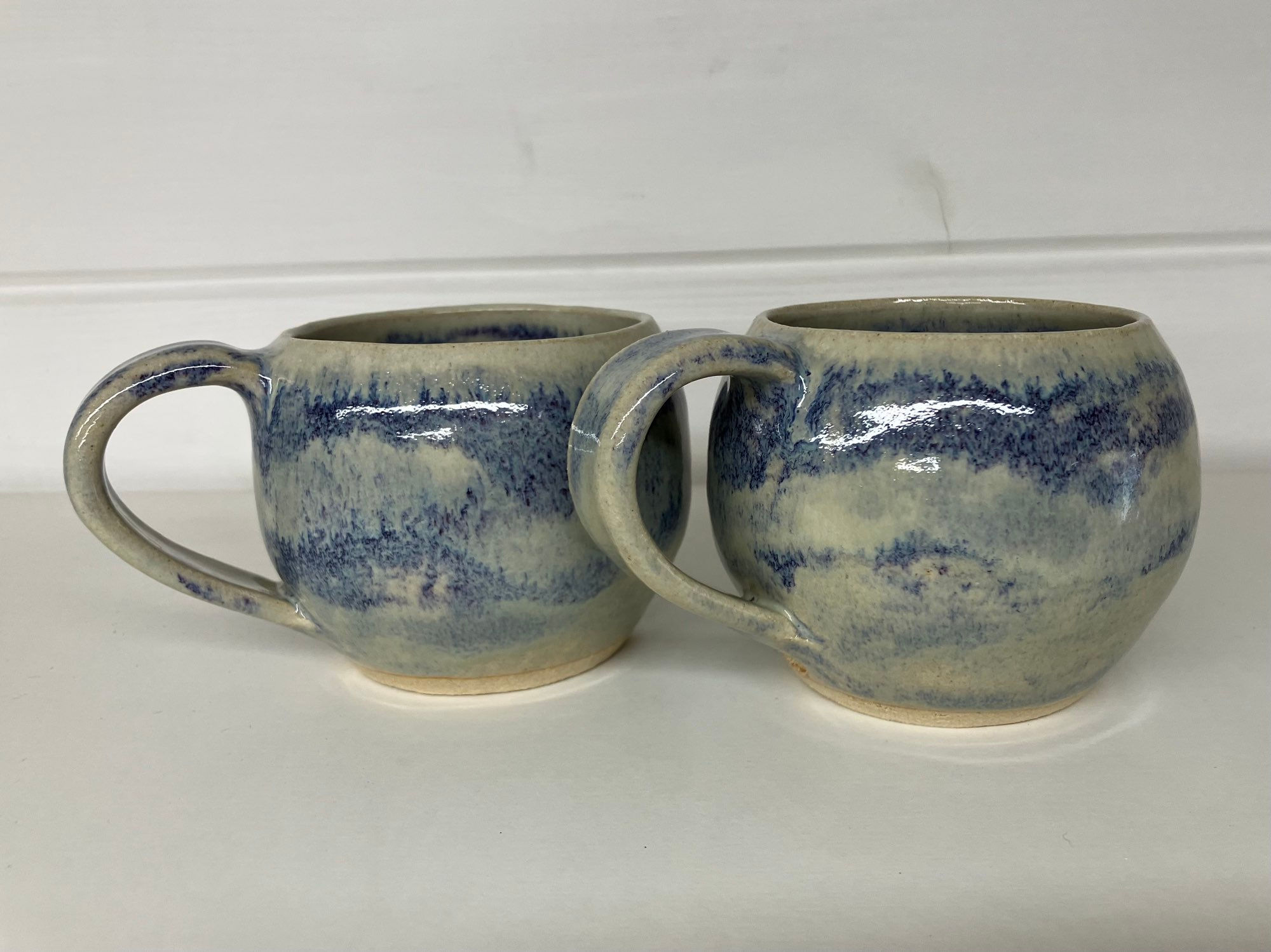 Pair of speckled blue mugs