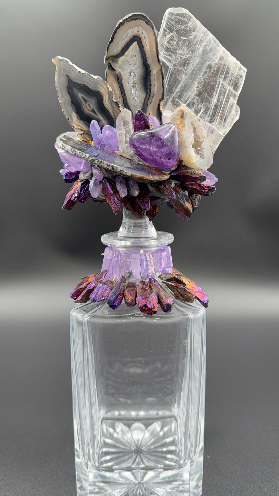 Thumbnail: Handmade Mineral Crystal Decanter with Stopper – One of a Kind Barware