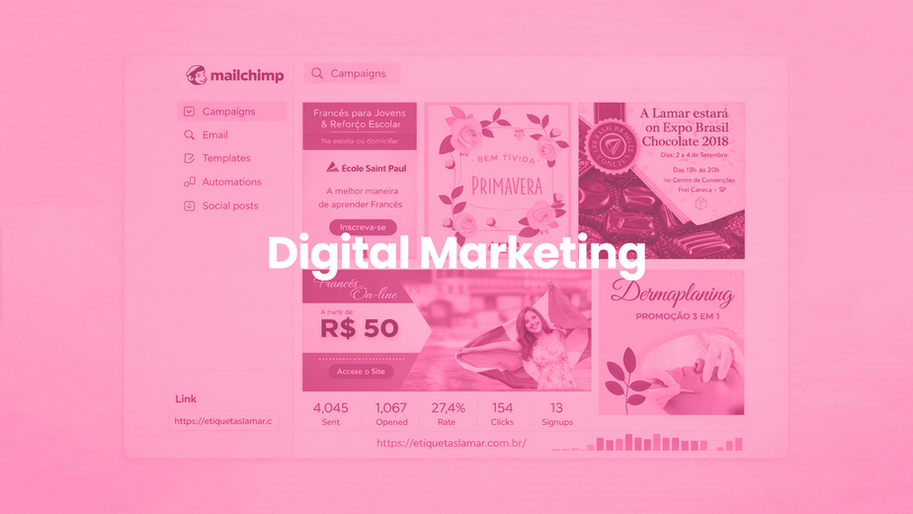 Digital marketing portfolio example with email campaigns, visual content, and campaign strategy