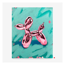 Ping Balloon Dog is an acrylic on canvas painting by Albuquerque Artist, Bryce Nañez.