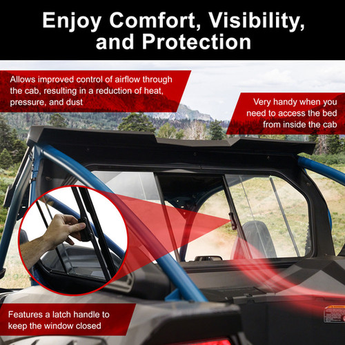 Tusk Sliding Rear Glass Window- Kawasaki KRX 1000 2 Seater | Right