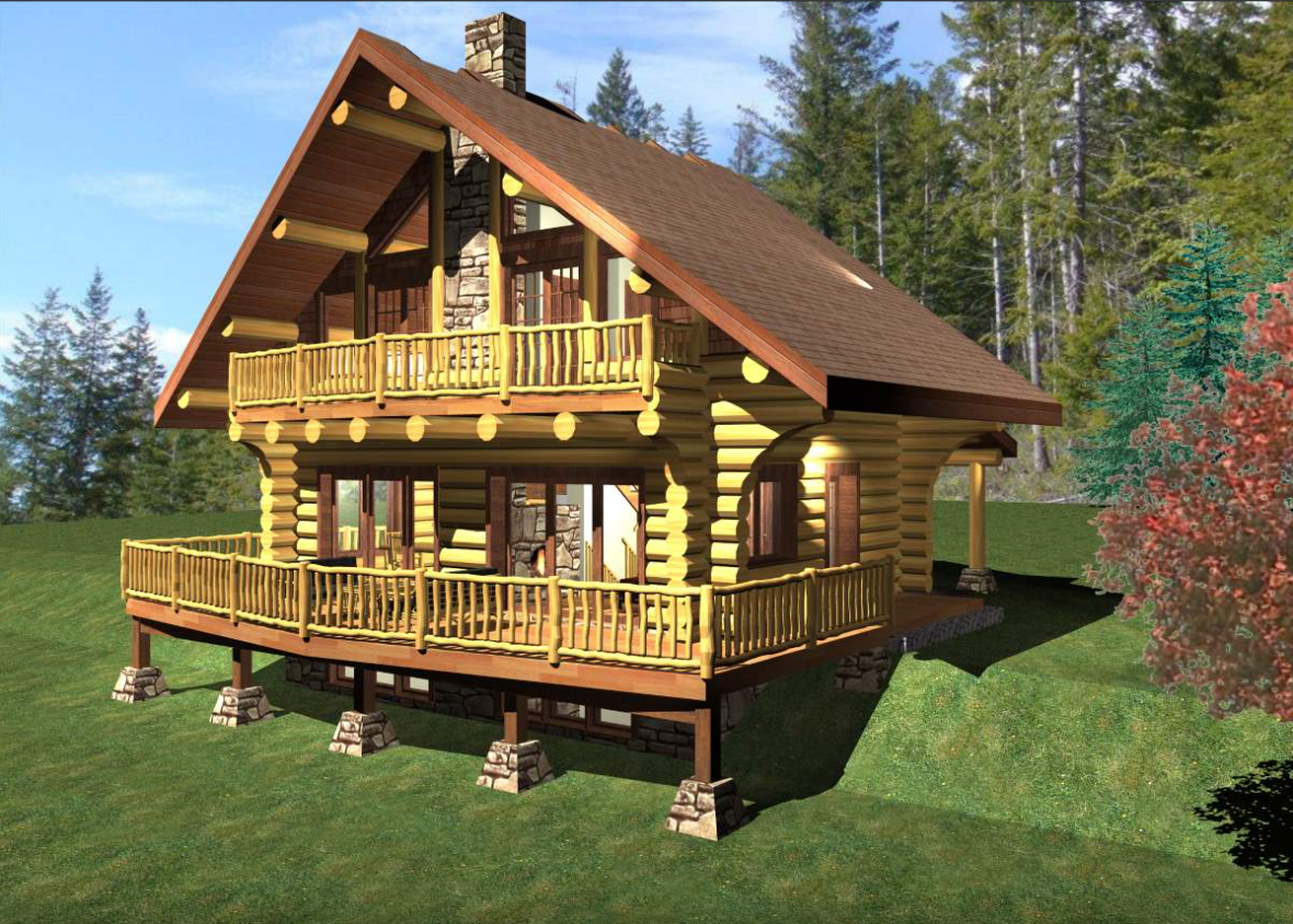 LOG CHALET 980 SQ FT LOG HOME KIT