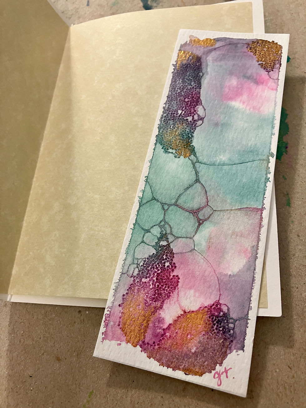 Thumbnail: Magenta, Forest, & Gold Bubble Card & Bookmark 1