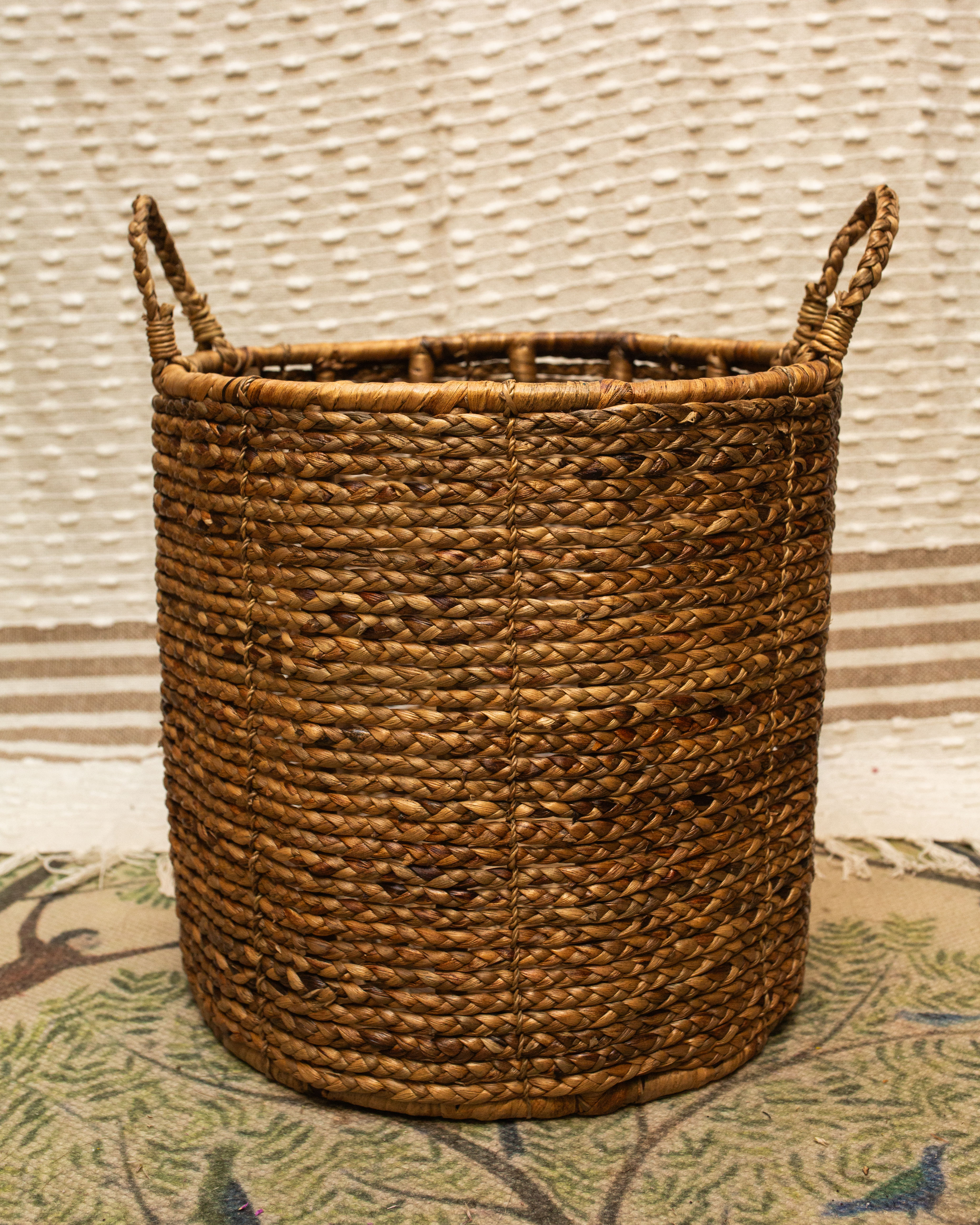 Oval Water Hyacinth Basket with Handles