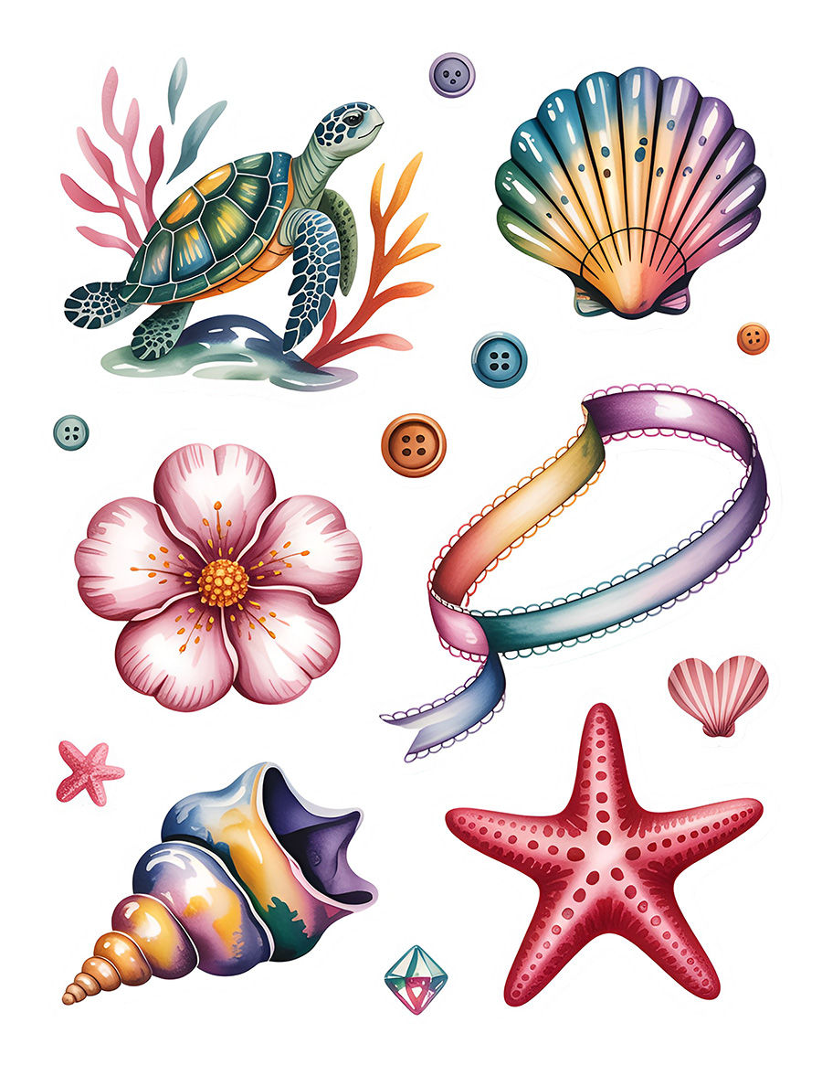 Thumbnail: Summer Vibes & Tropical Nature Sticker Sheet (Vol 6) (Set of 8 Sheet
