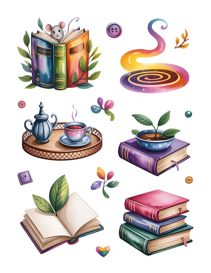 Thumbnail: Book Lover Sticker Sheet (Vol 7) (Set of 8 Sheet)