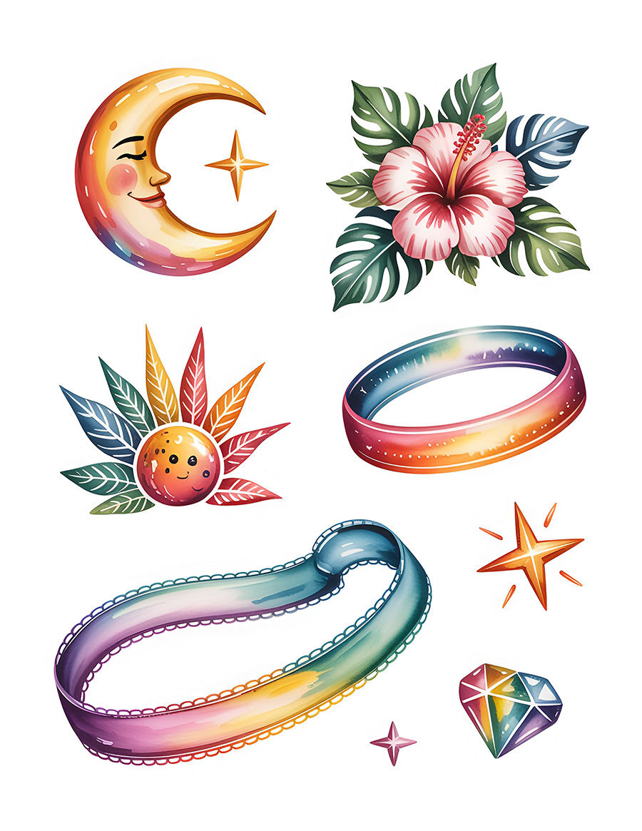 Thumbnail: Summer Vibes & Tropical Nature Sticker Sheet (Vol 1) (Set of 8 Sheet)
