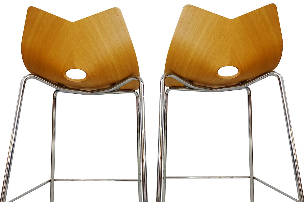 Contemporary oak and chrome bar stools