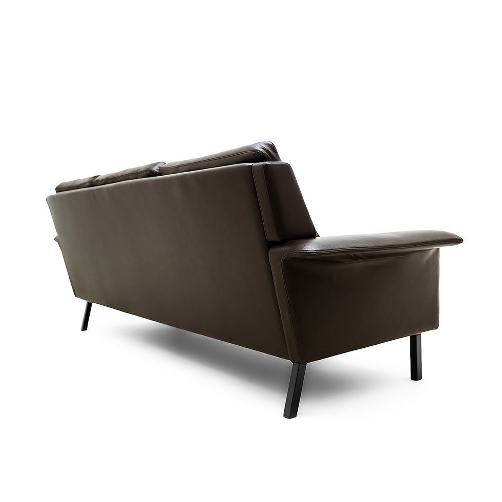 Thumbnail: Vintage Danish mid century 3 seater brown leather sofa