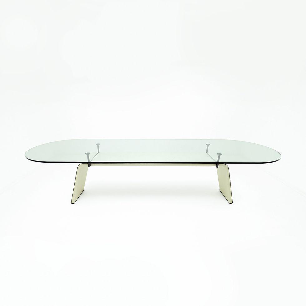 Thumbnail: Vintage Italian 12 seat Matteo Grassi racetrack oval shaped cream leather and glass dining or conference table