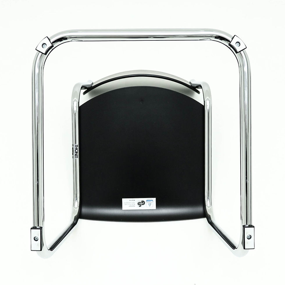 Thumbnail: Thonet labels on underside Mart Stam Bauhaus designed black and chrome S 43