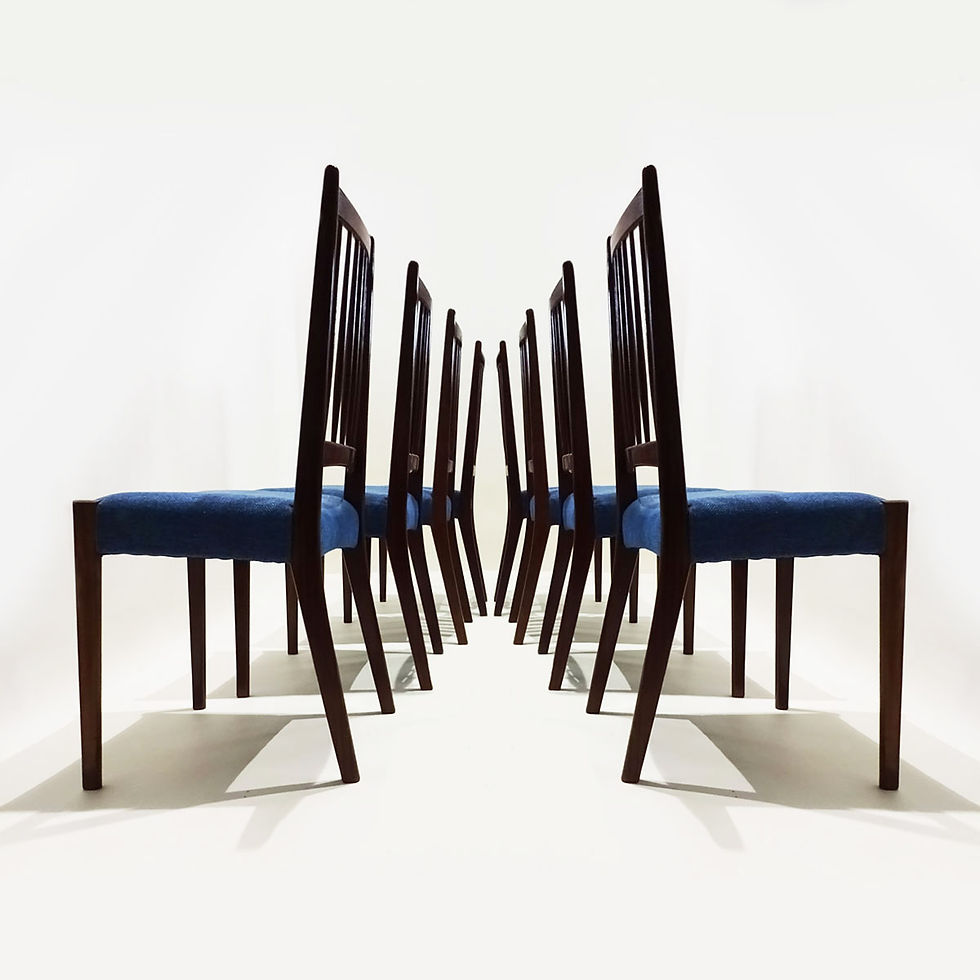 Thumbnail: Arne Hovmand Olsen rail back chairs