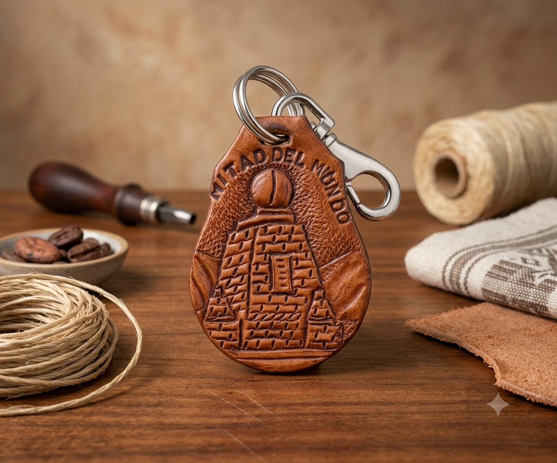 Llavero personalizado cincelado a mano en alto relieve en cuero