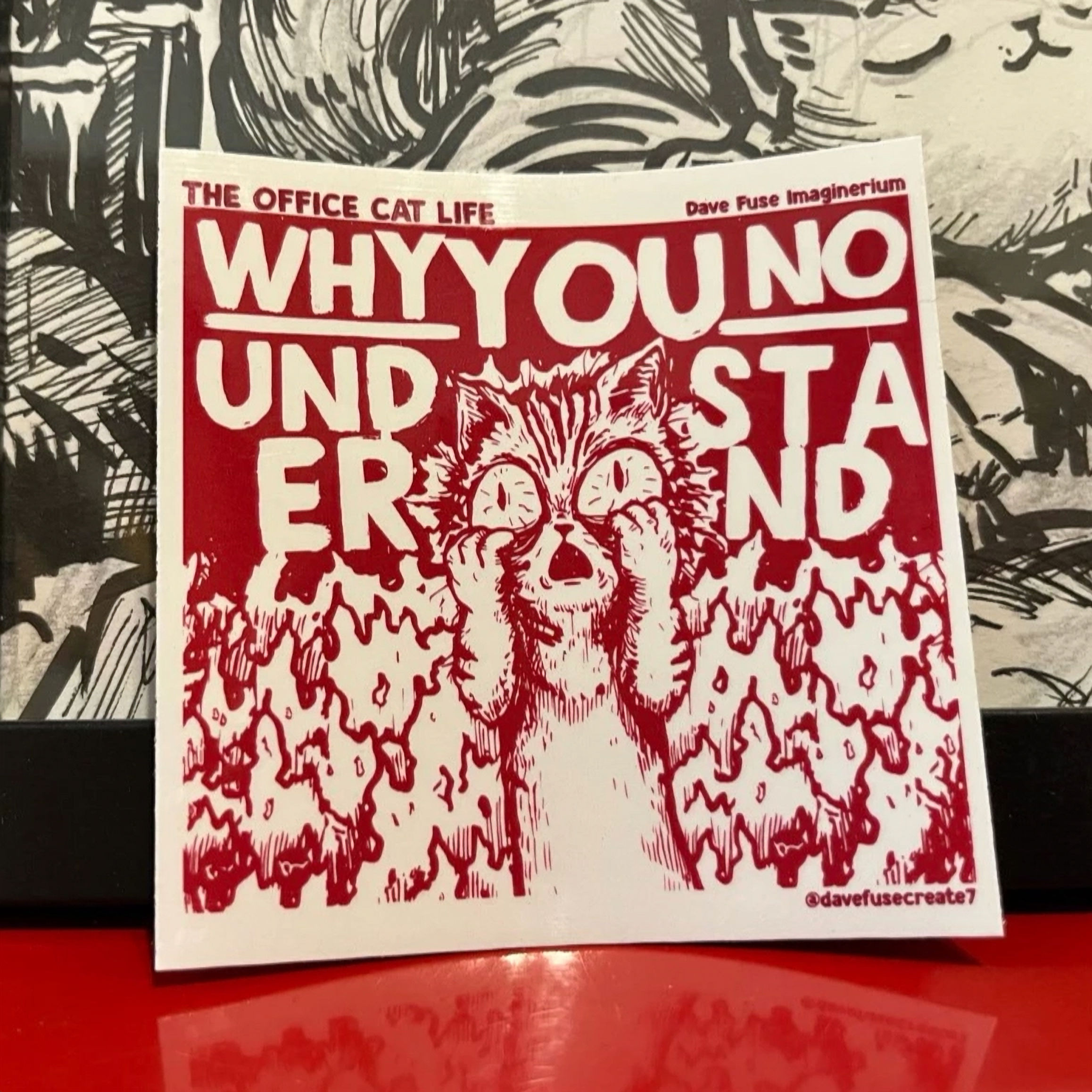Why U No Understand (7cm) Sticker | Office Cat Life Series