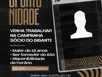 Oportunidade: ASA recebe currículos de interessados em trabalhar na campanha "Sócio Gigante"