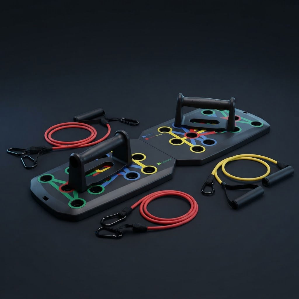 Push-up board with resistance bands set