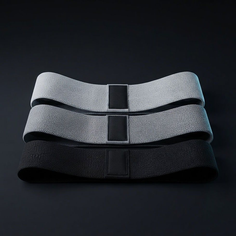 Fabric resistance bands set on dark studio background