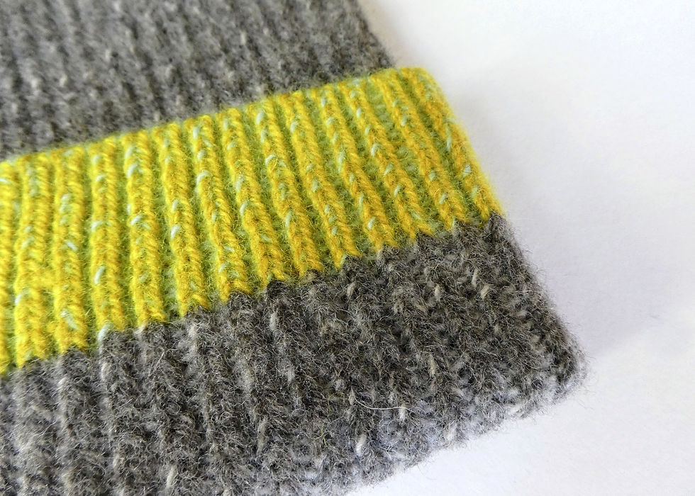 Thumbnail: Fingerless Mitts, Grey Mix and Mustard