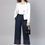 Thumbnail: Juniper - Navy Blue Cotton Flex Solid Wide Leg Women Palazzo With One Pocket Mod