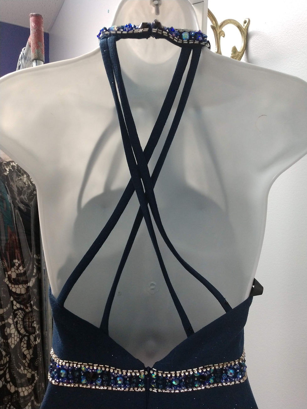 Thumbnail: Studio 17 High Neck Prom Dress in Navy