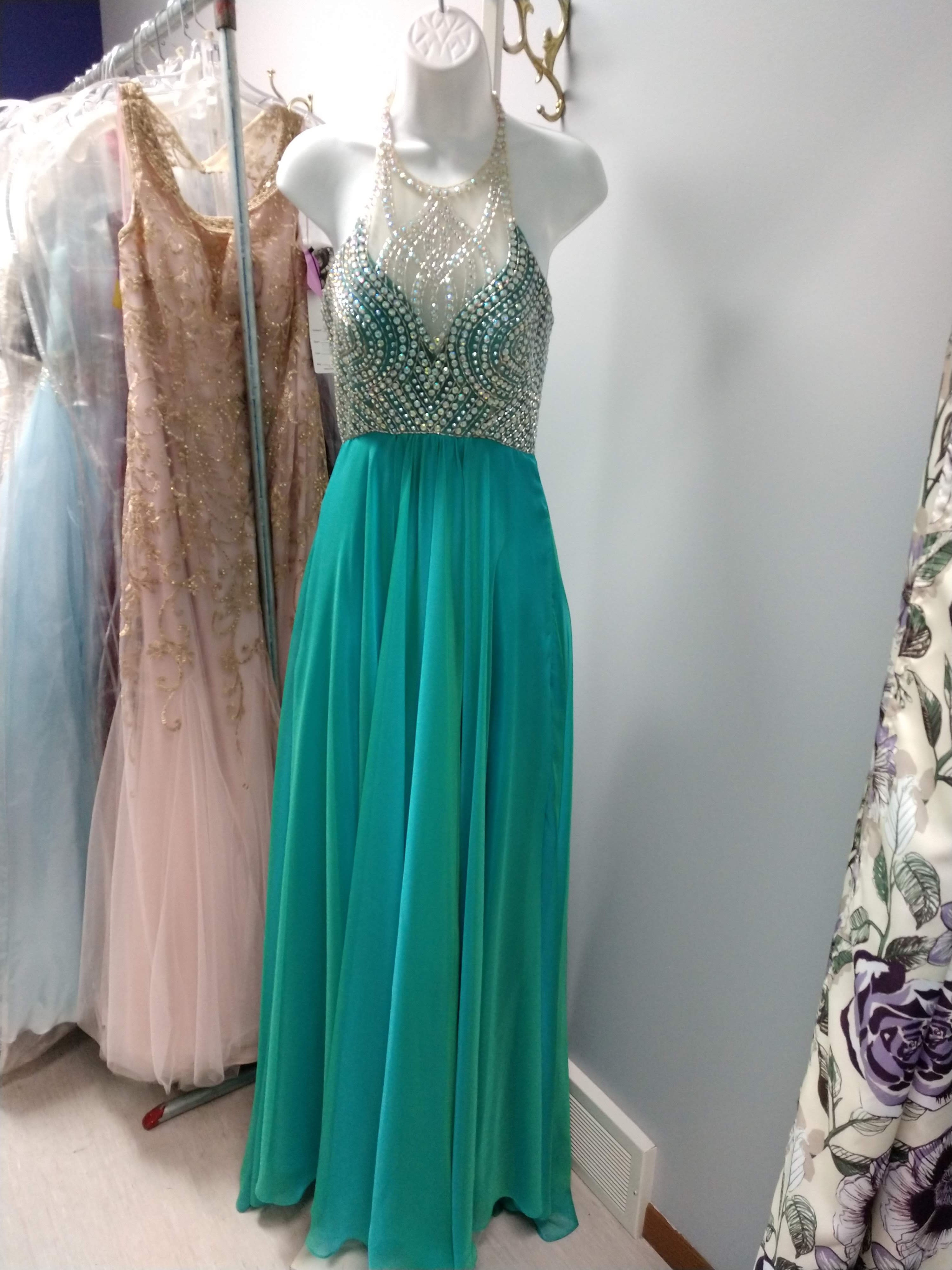 Studio 17 Halter Prom Dress in Jade