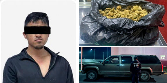 Policía Estatal detiene a hombre con medio kilo de marihuana en Tulancingo.