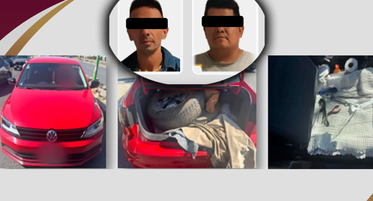 Aseguran en Pachuca a dos implicados en robo de autopartes.