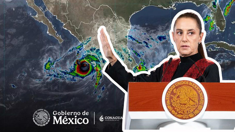 Sheinbaum pide a población de Jalisco, Colima, Nayarit y Michoacán resguardarse ante huracán "Simon"