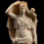 Goddess Aphrodite and her son Eros close up
