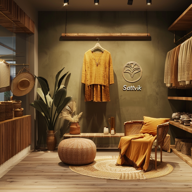 Afternoon showcasing Sattvik's sustainable fashion collection featuring organic fabrics and minimalist designs, promoting eco-consciousness and timeless elegance
