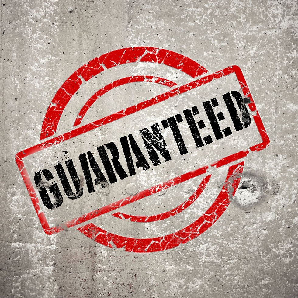 Guaranteed Hours. Auckland, Wellington, Christchurch. Guaranteed stamp on grey background.