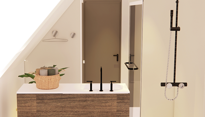 Création d'un studio indépendant - ambiance éthnique - vue 9 : la salle de bain