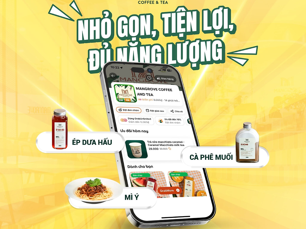 Đặt trà chiều Mangrove Coffee & Tea qua GrabFood chỉ với vài thao tác đơn giản.