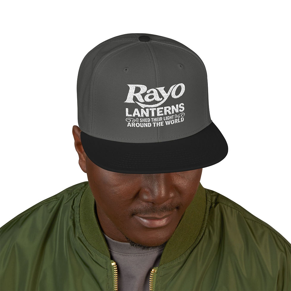 Thumbnail: Embroidered Snapback Hat — "Rayo lanterns shed their light around the world"