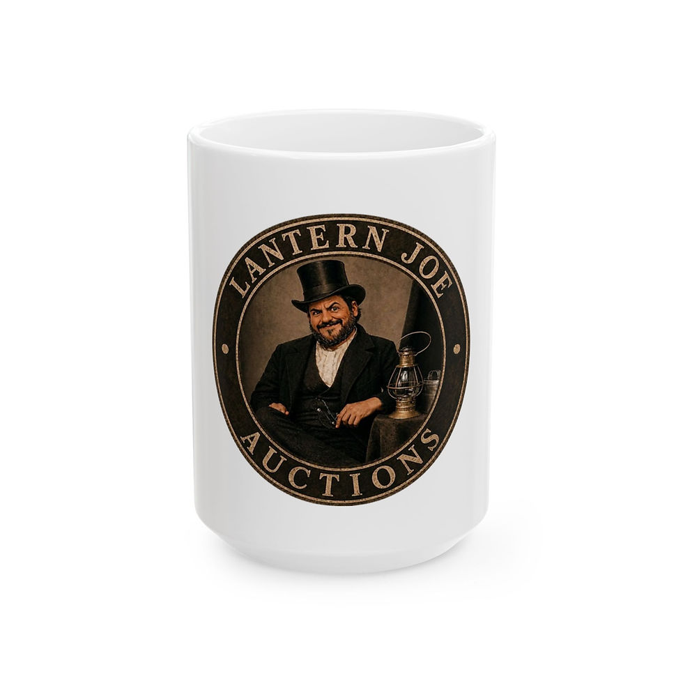 Thumbnail: Lantern Joe Auctions Ceramic Mug  Vintage Auctioneer Logo Coffee Cup (11oz/15oz)