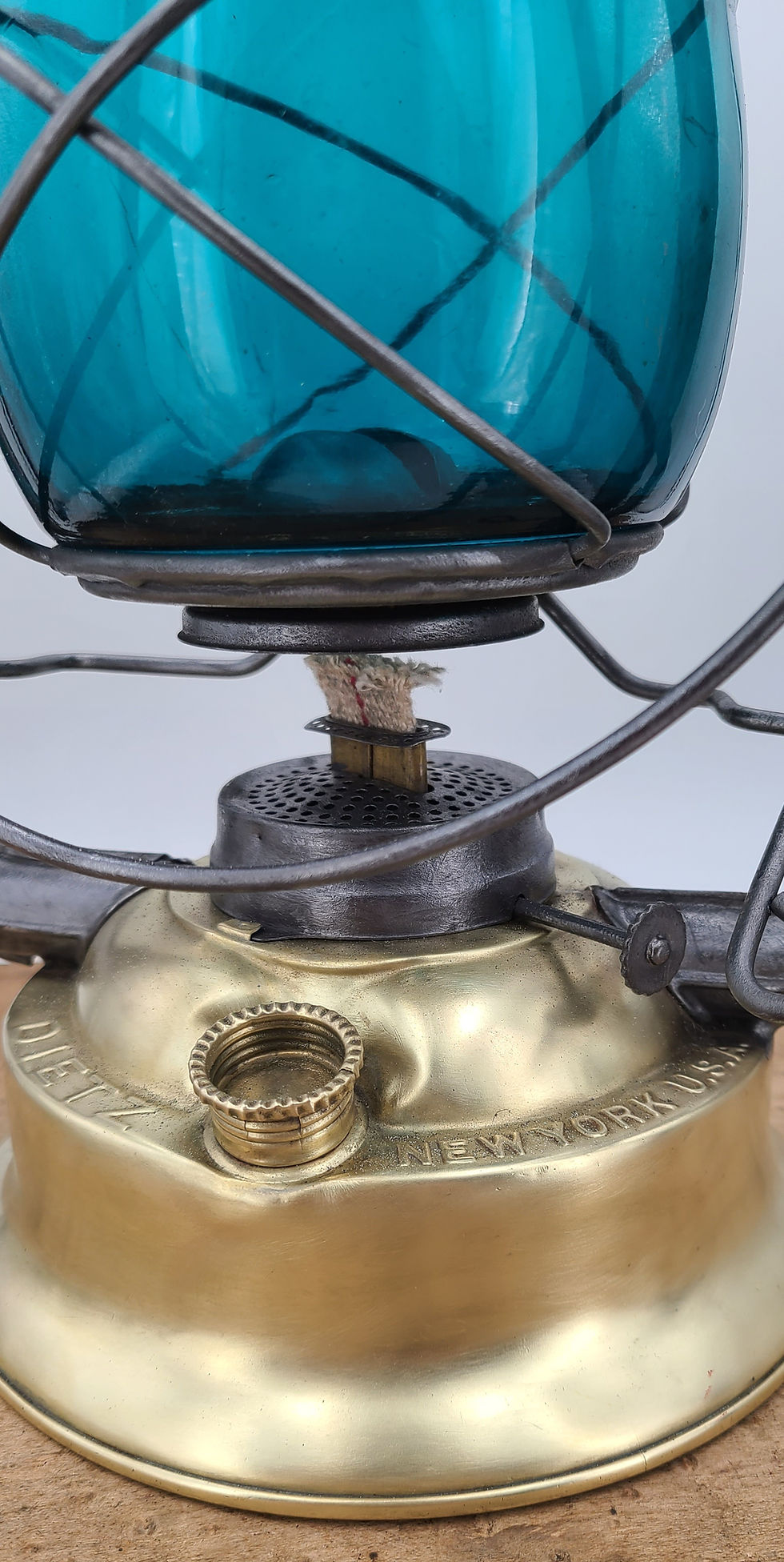 Thumbnail: Dietz Blizzard Brass fount ( teal Fitzall globe )