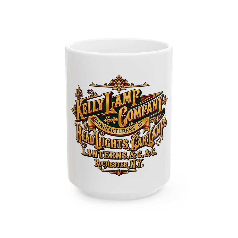 Thumbnail: Kelly Lamp Company Logo Ceramic Mug - Rochester NY Lanterns Design (11oz, 15oz)