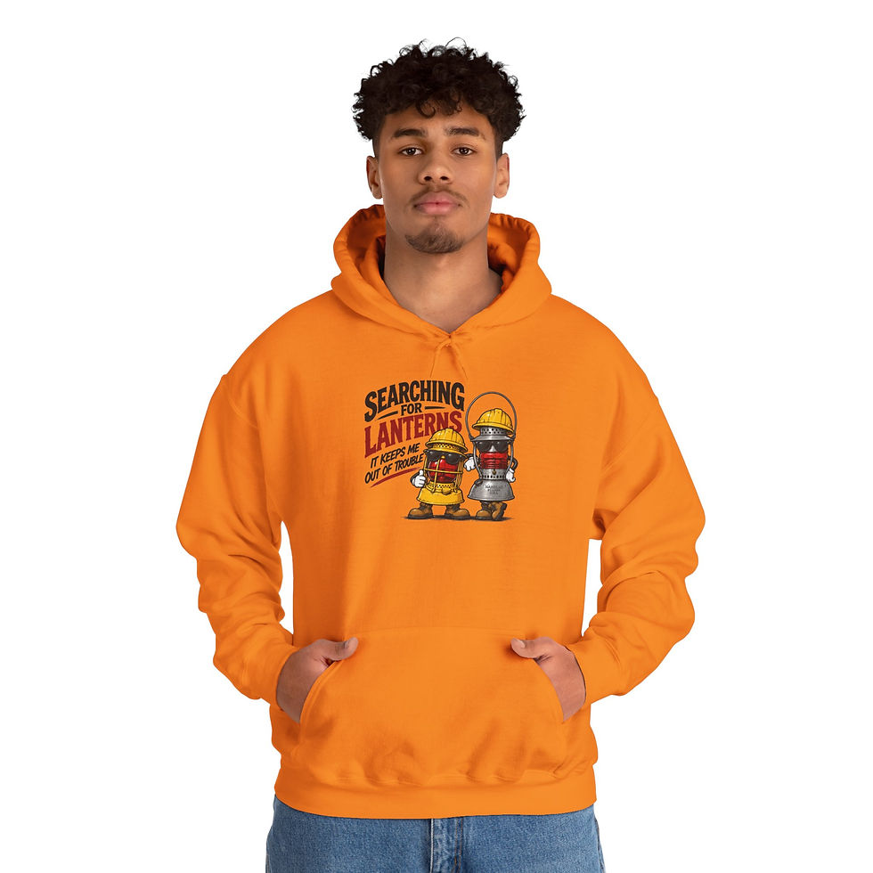 Thumbnail: Searching for Lanterns Hoodie — Construction Lantern Graphic Sweatshirt
