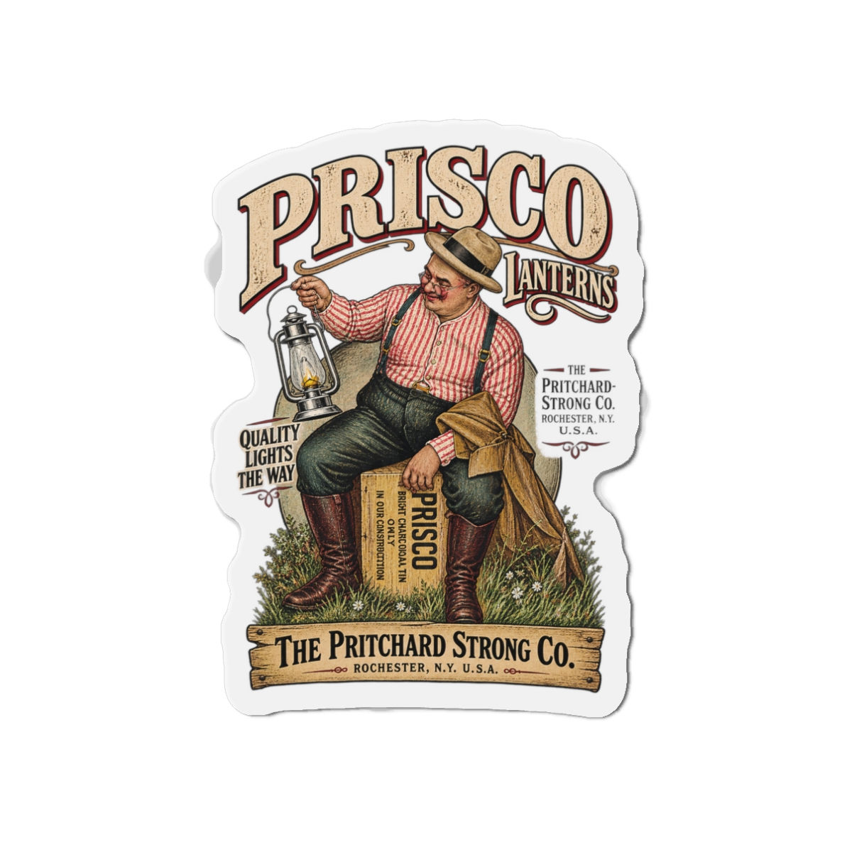 Prisco Lanterns Vintage Die-Cut Magnet — Retro Advertising Label